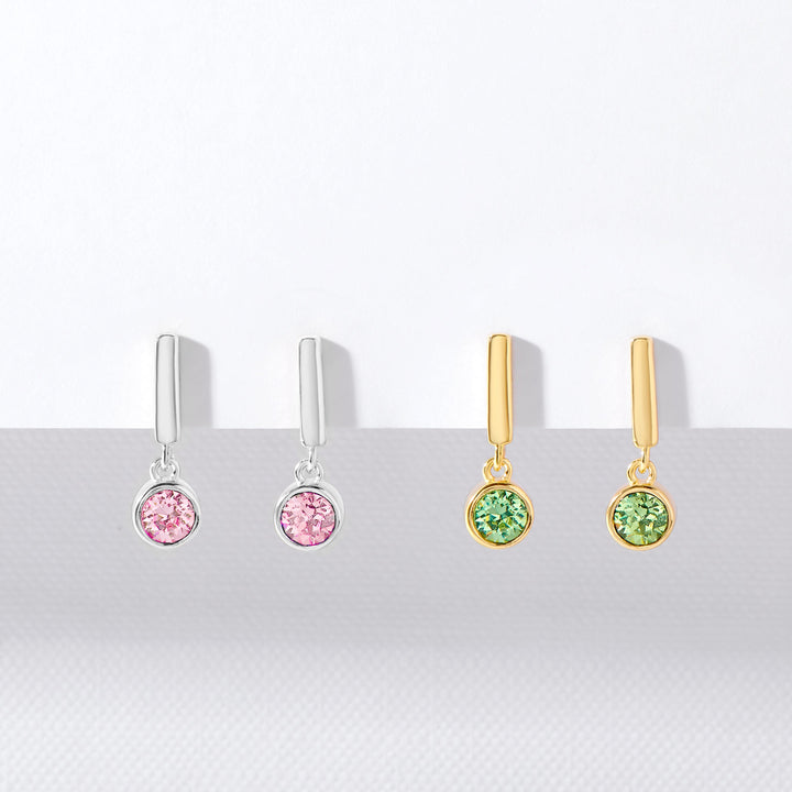 Custom Bezel Set Charm Bar Earrings
