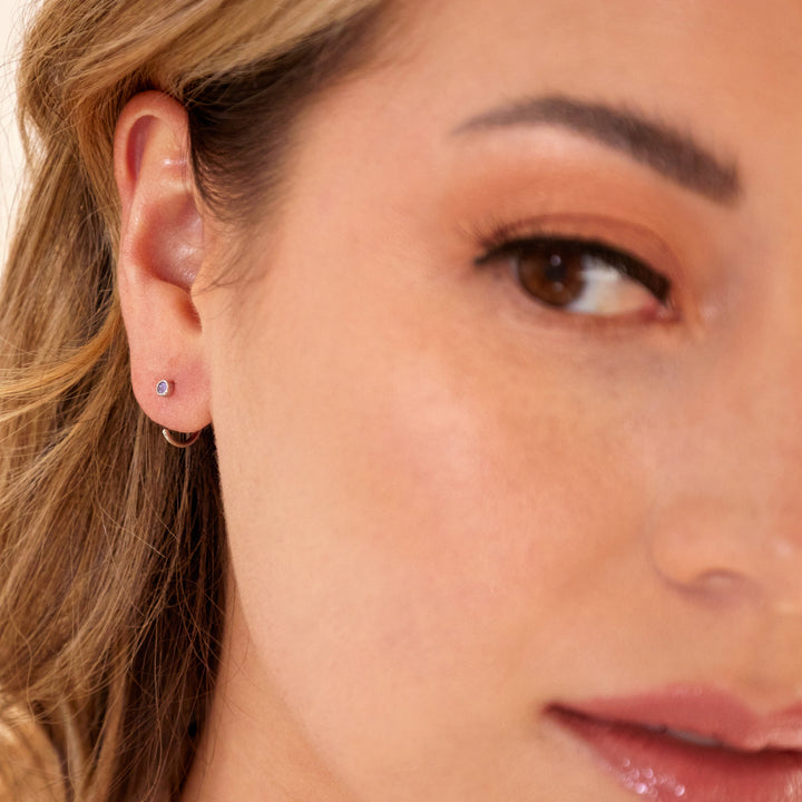 Custom Birthstone Bezel Set Cuff Earrings