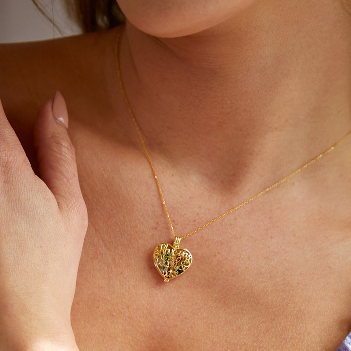 Custom Moon and Back Round Birthstone Locket