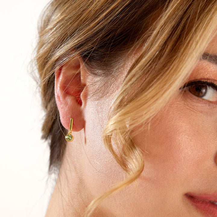 Custom Bezel Set Charm Bar Earrings