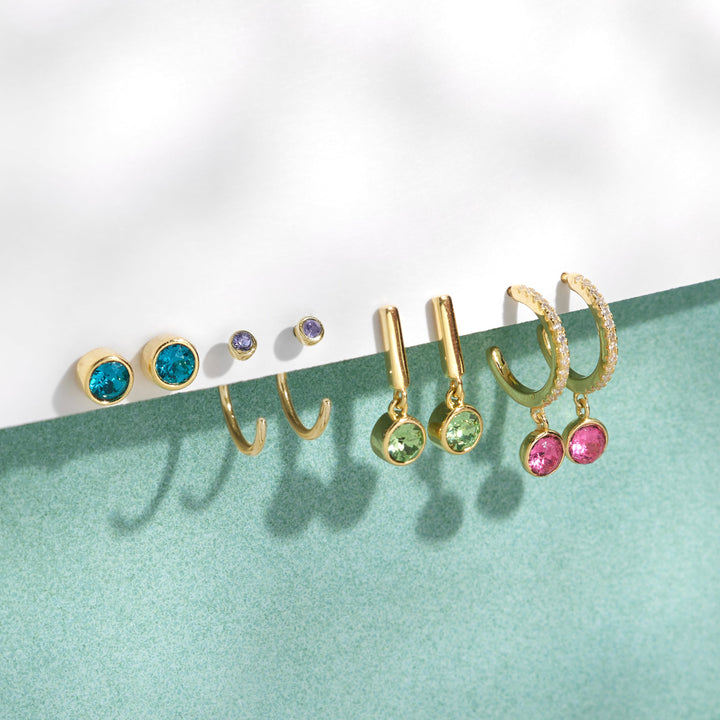 Custom Bezel Set Charm Bar Earrings