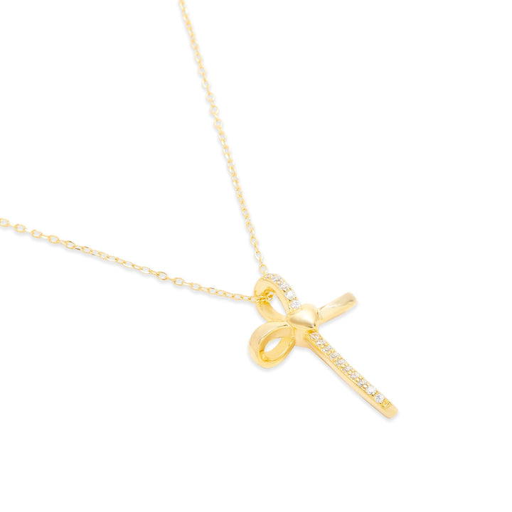 CZ Looped Heart Cross Pendant