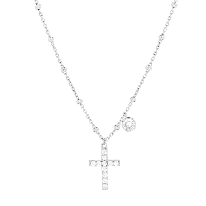 CZ Bezel and Cross Necklace