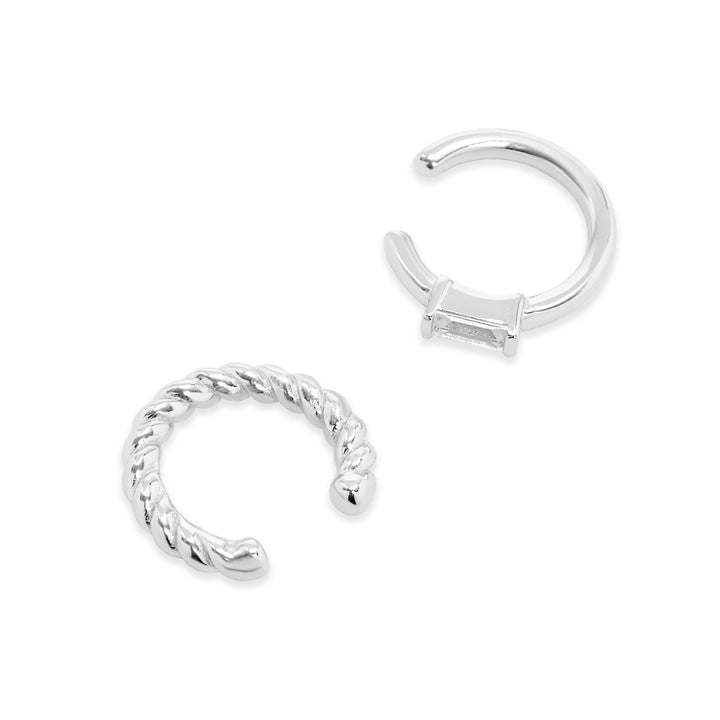 CZ and Textured Ear Cuff Set