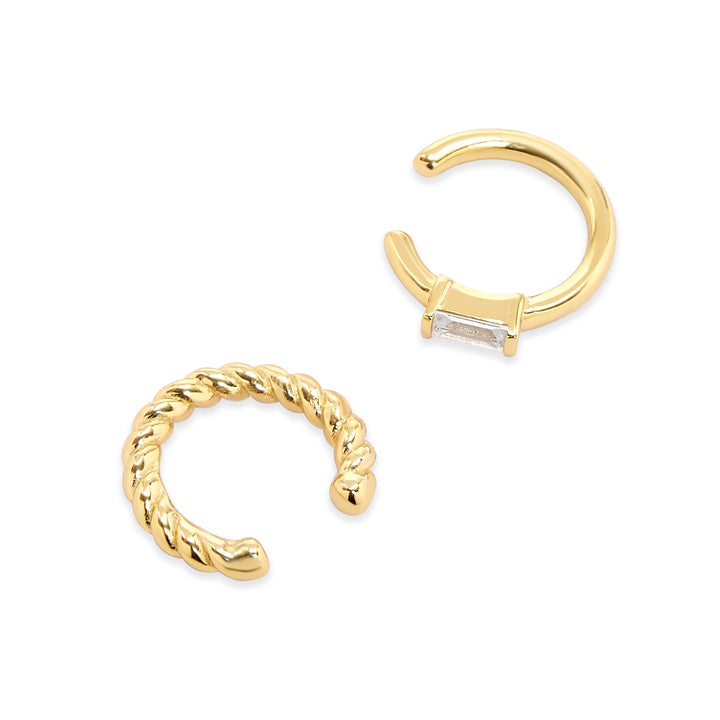 CZ and Textured Ear Cuff Set