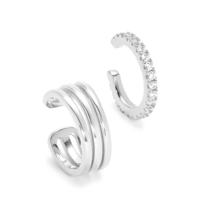 CZ and Triple Cuff Earring Set