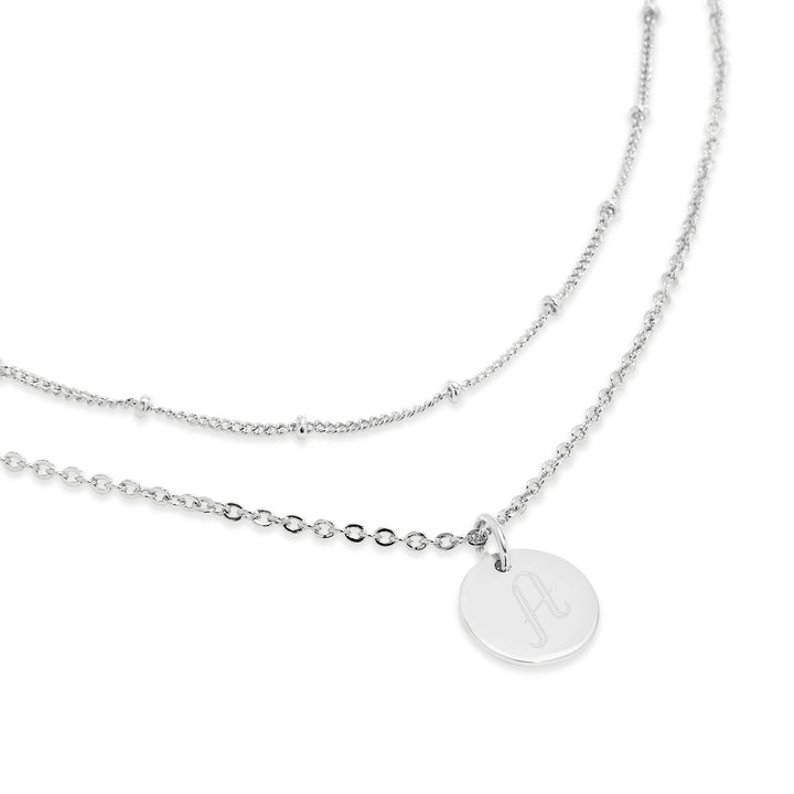 Engravable Round Tag Layered Necklace Set