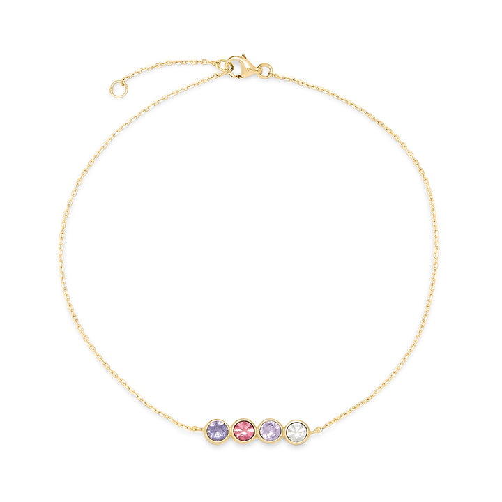 Custom Bezel Set Birthstone Anklet