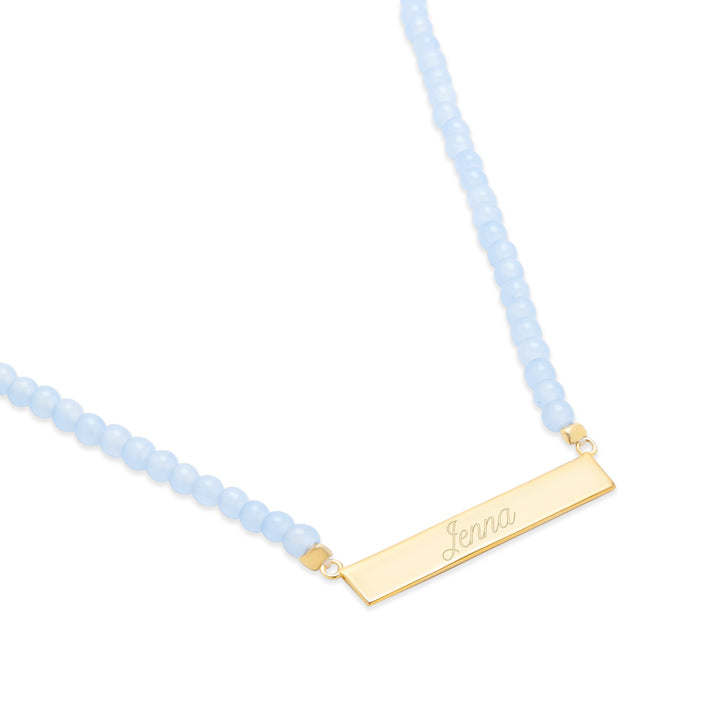 Engravable Beaded Name Bar Necklace