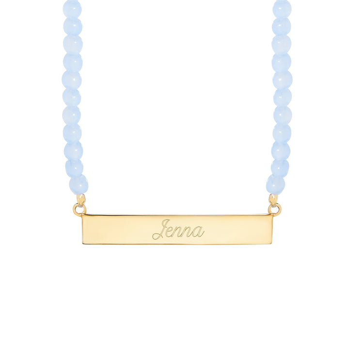 Engravable Beaded Name Bar Necklace
