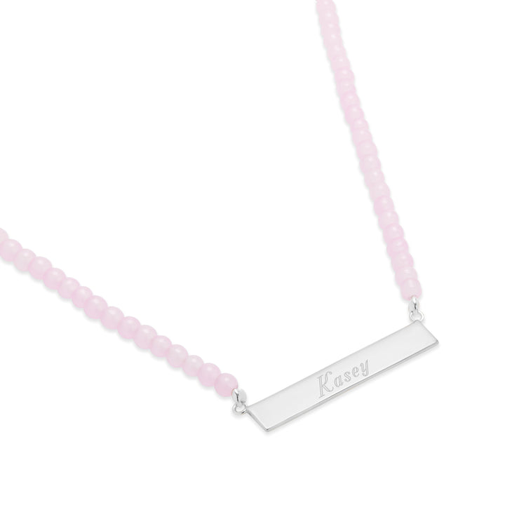 Engravable Beaded Name Bar Necklace
