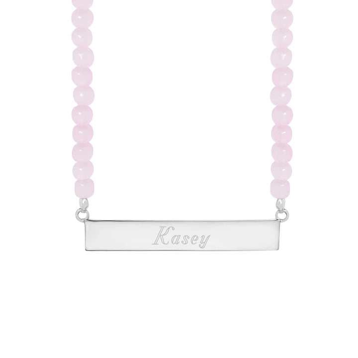 Engravable Beaded Name Bar Necklace