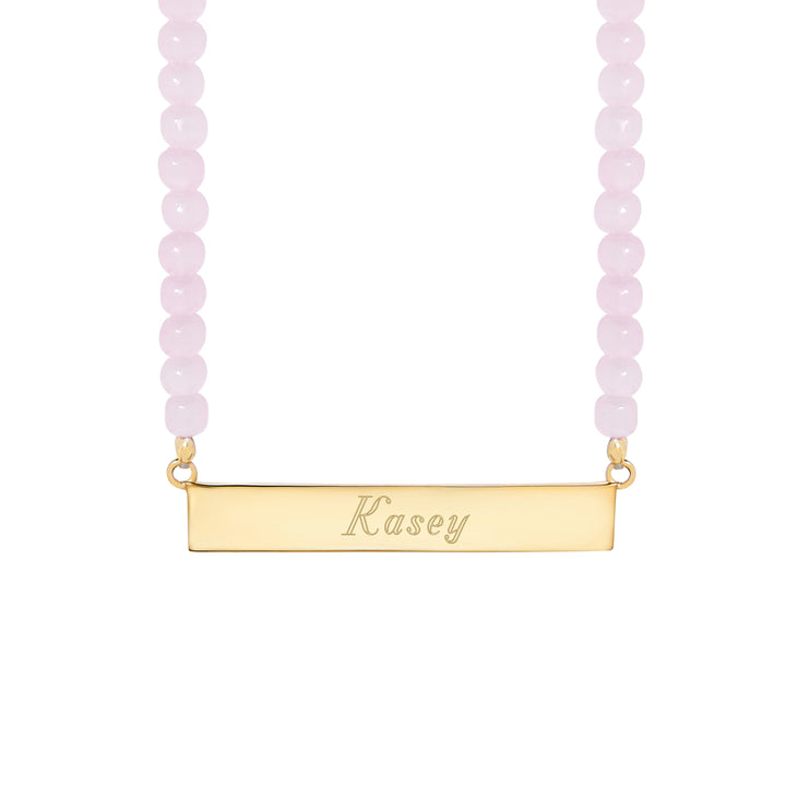 Engravable Beaded Name Bar Necklace