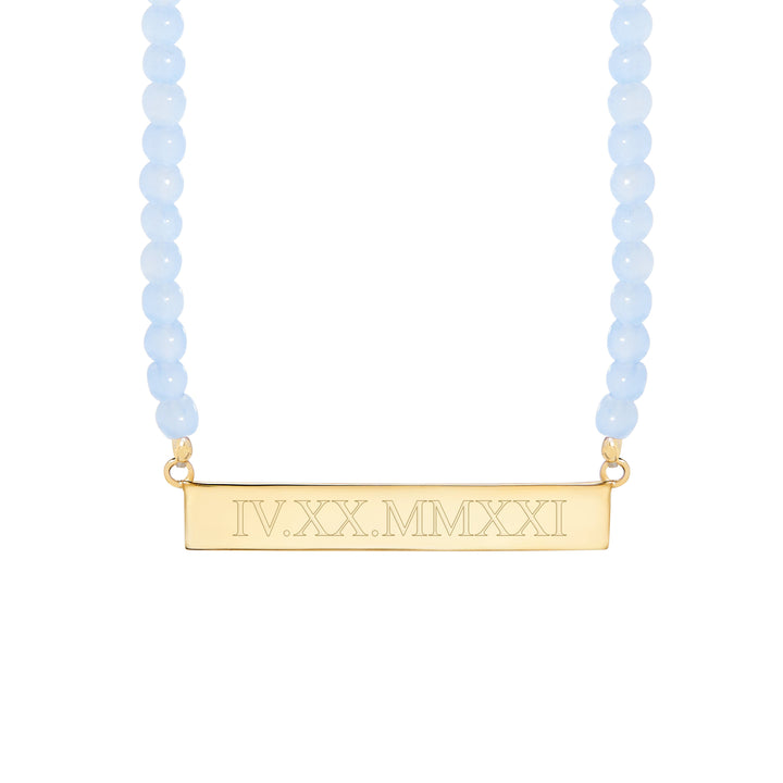 Engravable Roman Numeral Bar Necklace