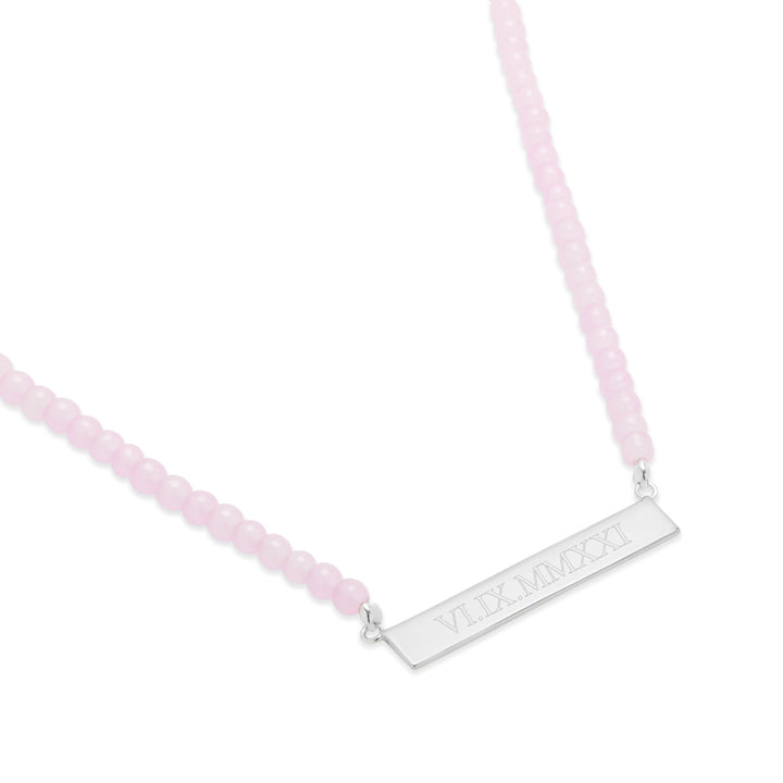 Engravable Roman Numeral Bar Necklace