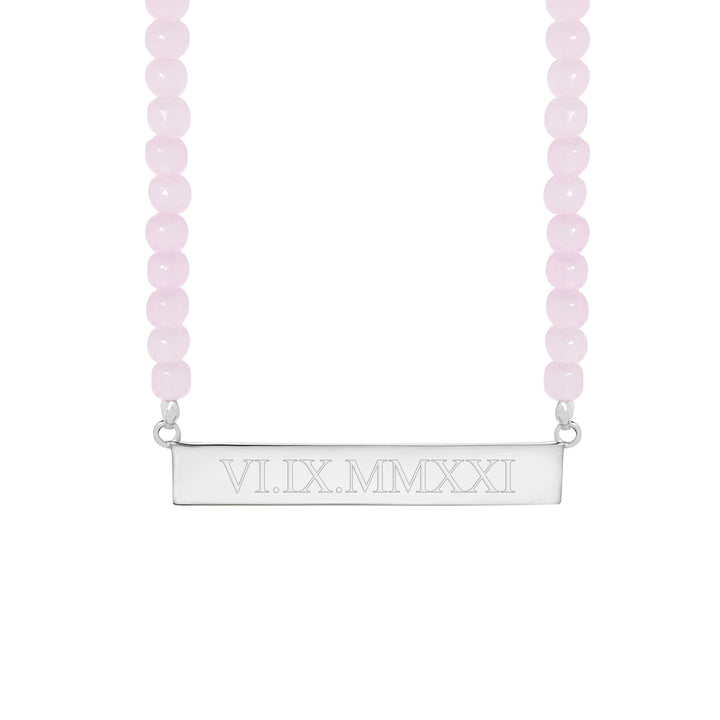Engravable Roman Numeral Bar Necklace