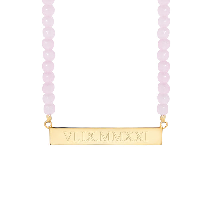 Engravable Roman Numeral Bar Necklace
