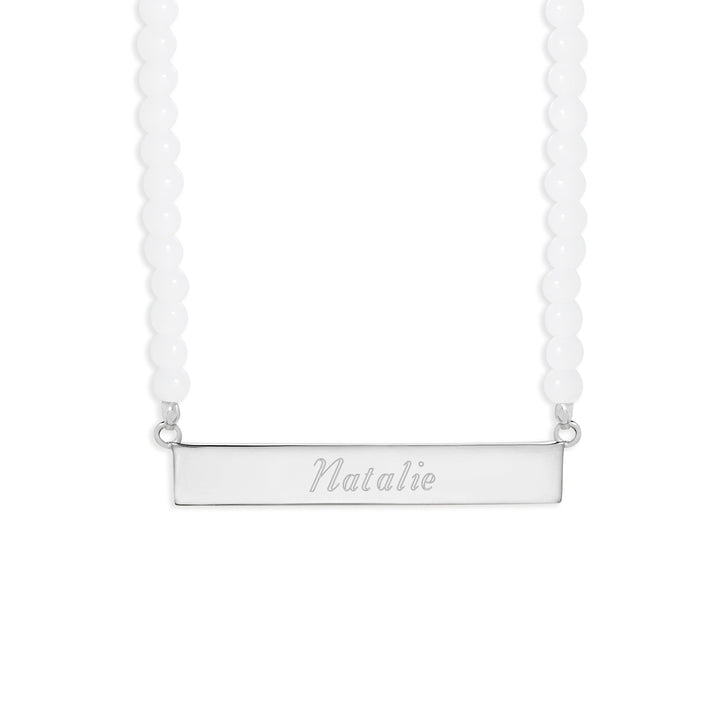 Engravable Beaded Name Bar Necklace