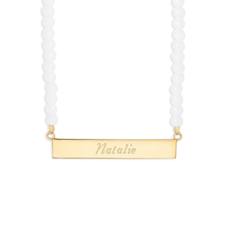 Engravable Beaded Name Bar Necklace