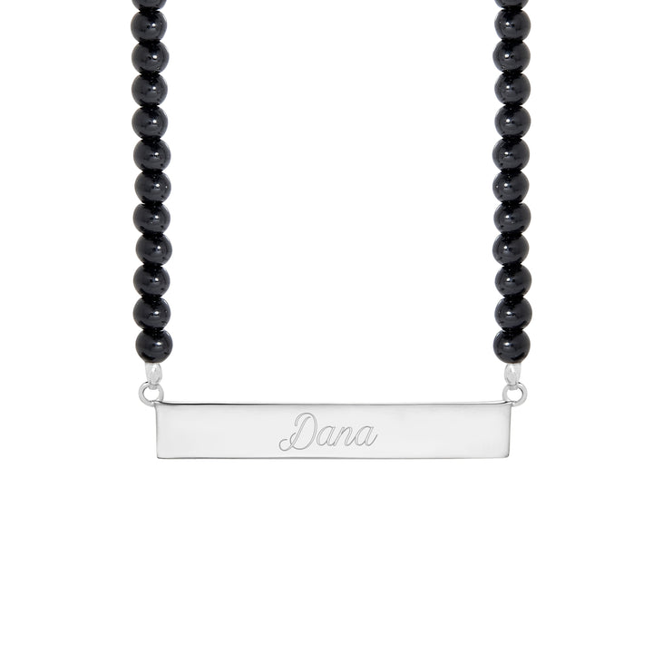 Engravable Beaded Name Bar Necklace