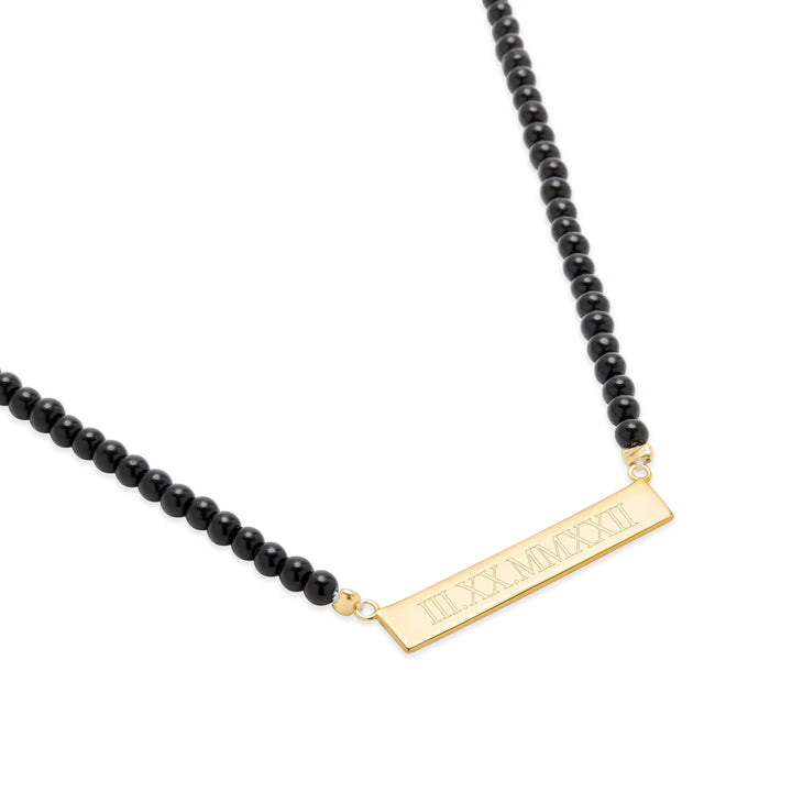 Engravable Roman Numeral Bar Necklace