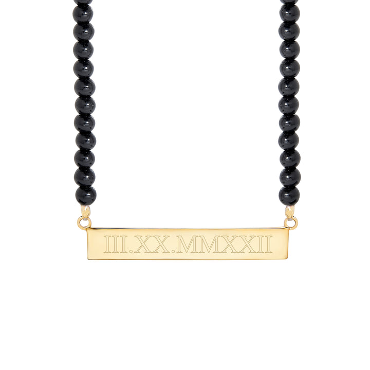 Engravable Roman Numeral Bar Necklace