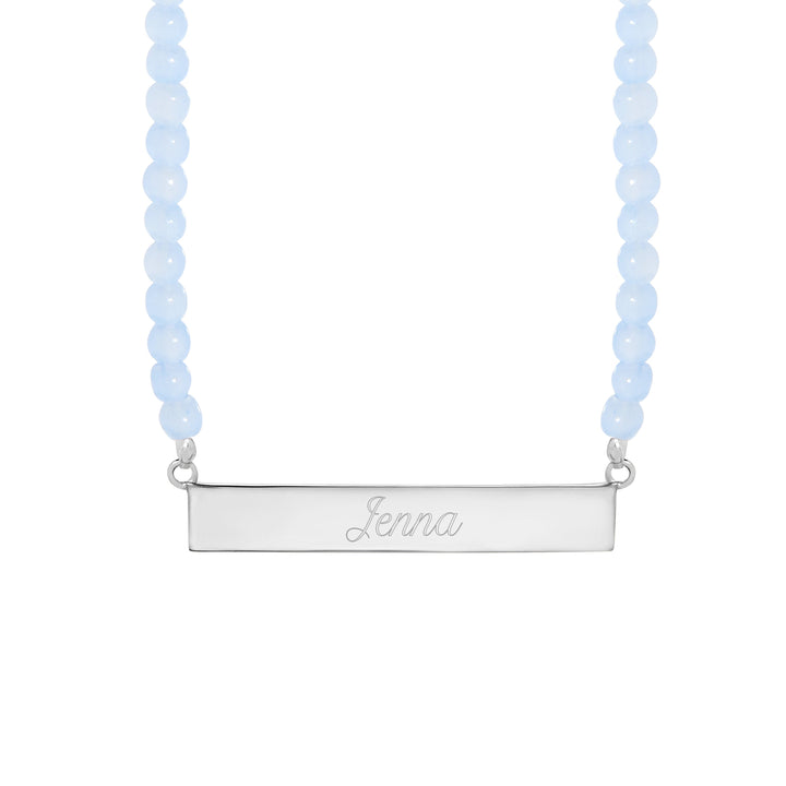 Engravable Beaded Name Bar Necklace