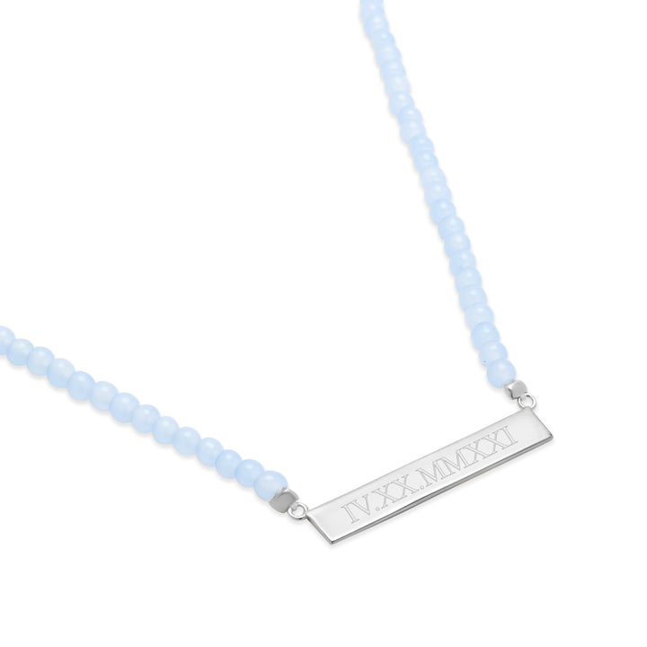 Engravable Roman Numeral Bar Necklace