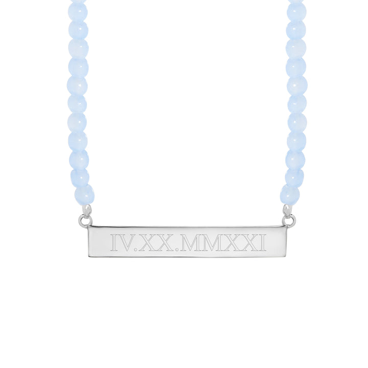 Engravable Roman Numeral Bar Necklace