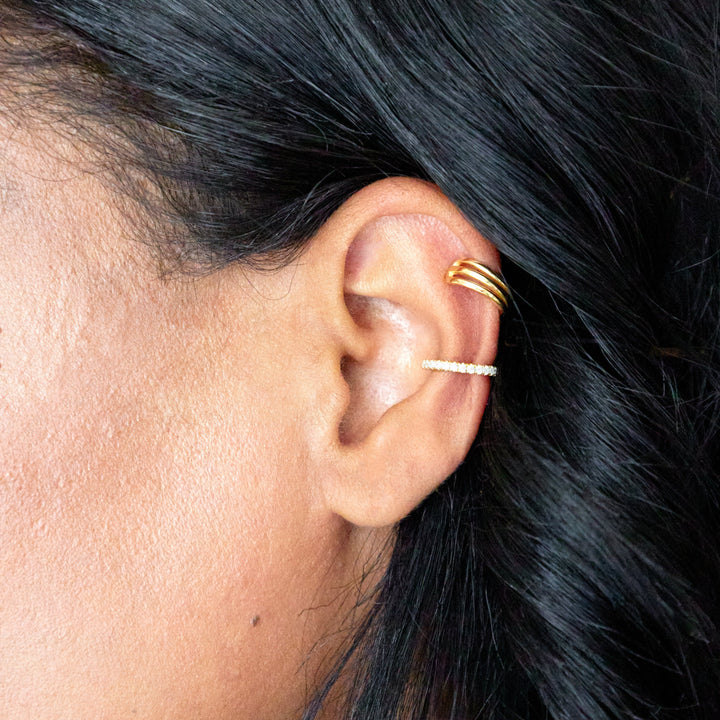 CZ and Triple Cuff Earring Set