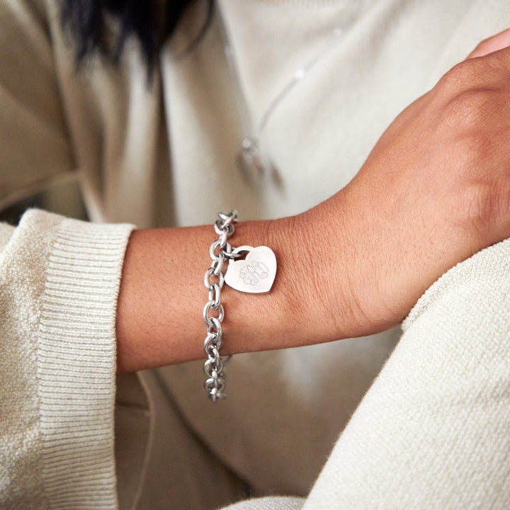 Engravable Stainless Steel Heart Tag Bracelet