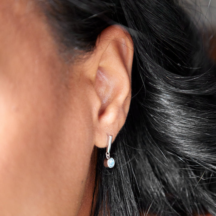 Custom Bezel Set Charm Bar Earrings