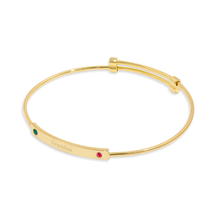 Engravable Birthstone Bar Bangle Bracelet