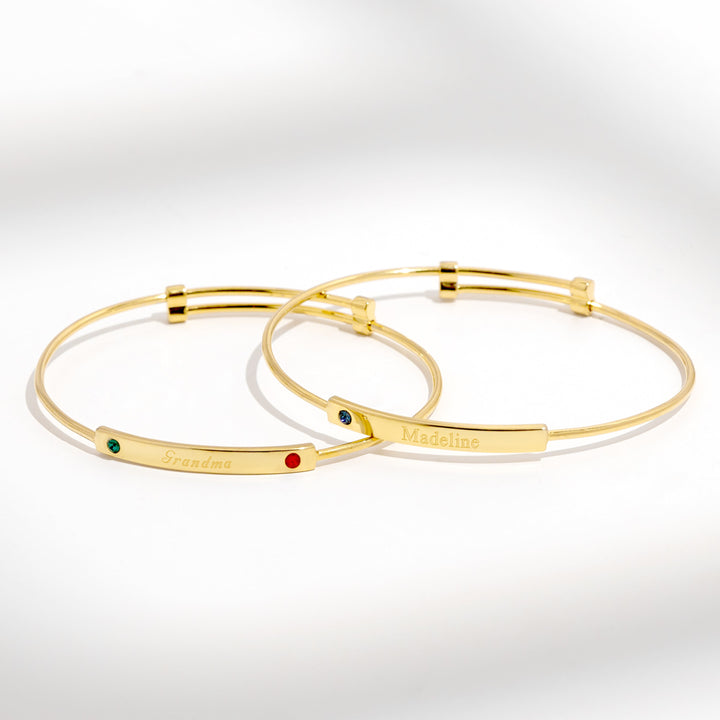 Engravable Birthstone Bar Bangle Bracelet