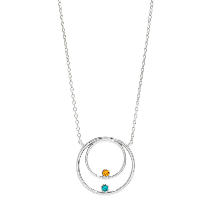 Custom Mother and Child Birthstone Circle Necklace