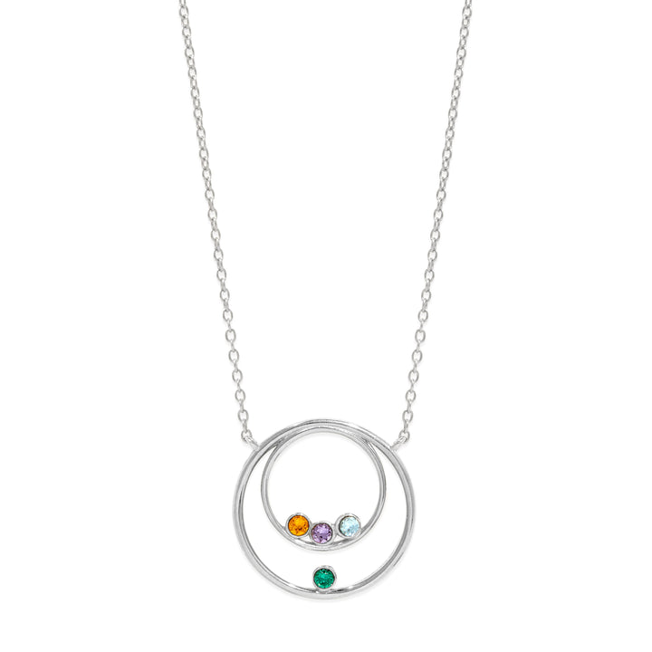 Custom Mother and Child Birthstone Circle Necklace