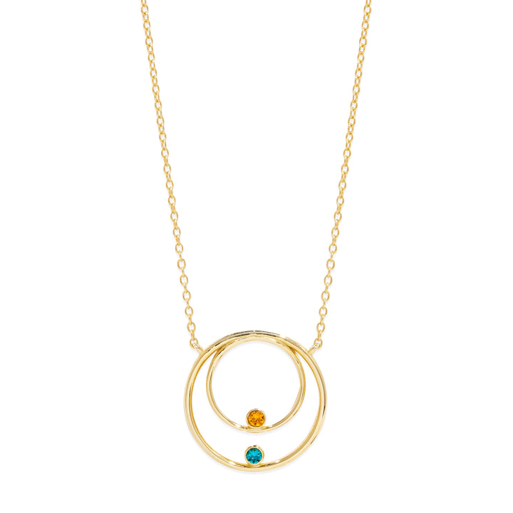 Custom Mother and Child Birthstone Circle Necklace