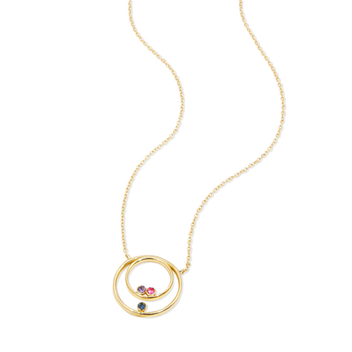Custom Mother and Child Birthstone Circle Necklace