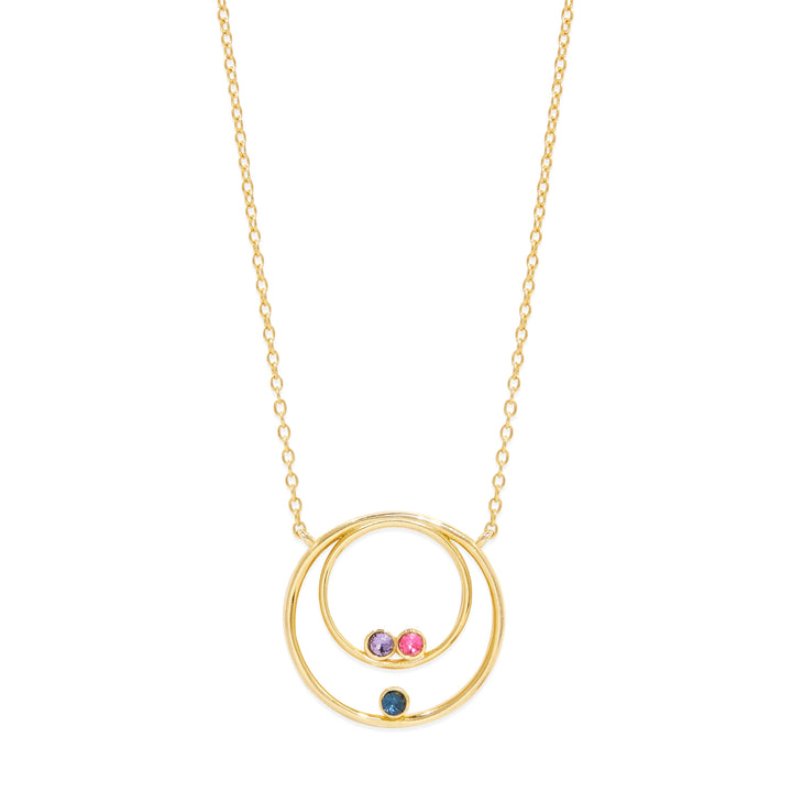 Custom Mother and Child Birthstone Circle Necklace