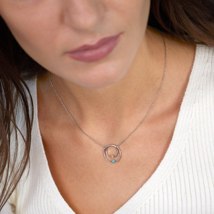 Custom Mother and Child Birthstone Circle Necklace