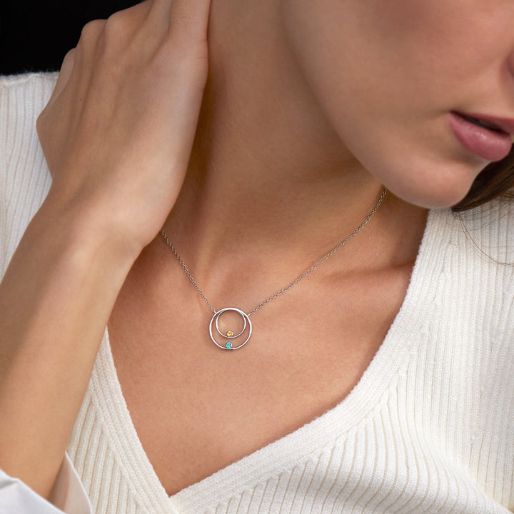 Custom Mother and Child Birthstone Circle Necklace