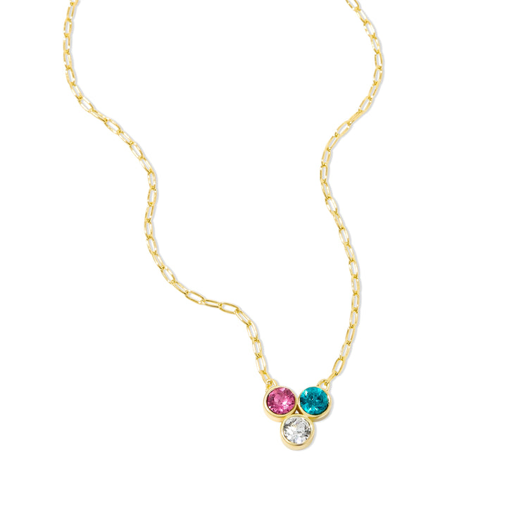 Custom Paperclip Chain Flower Bezel Birthstone Necklace