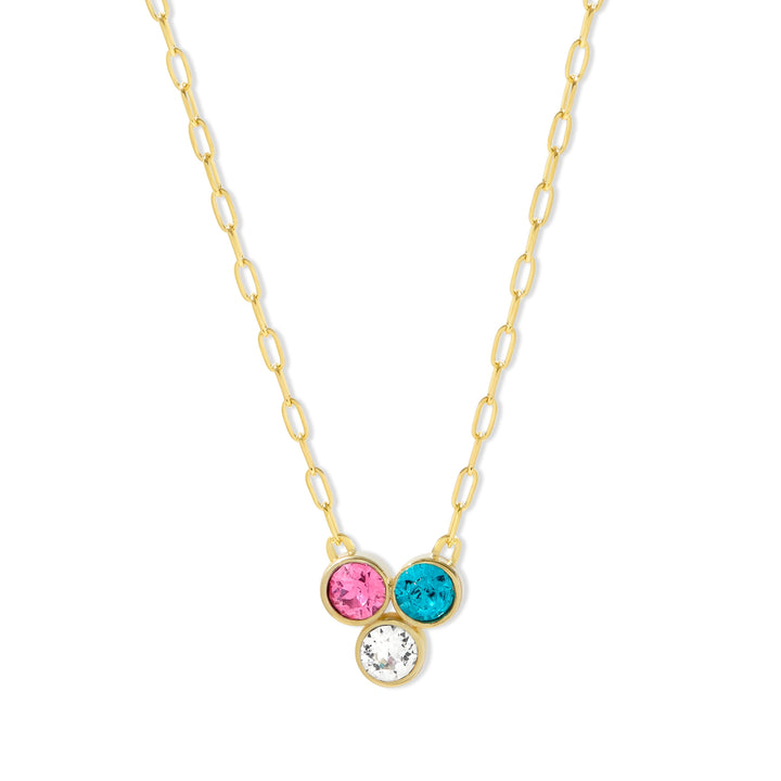 Custom Paperclip Chain Flower Bezel Birthstone Necklace