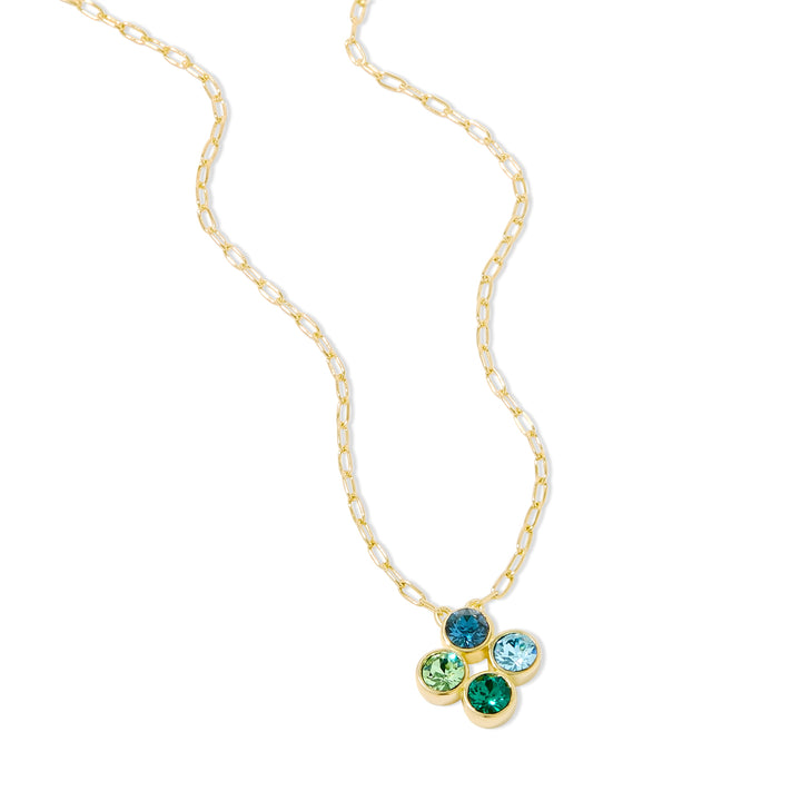 Custom Paperclip Chain Flower Bezel Birthstone Necklace