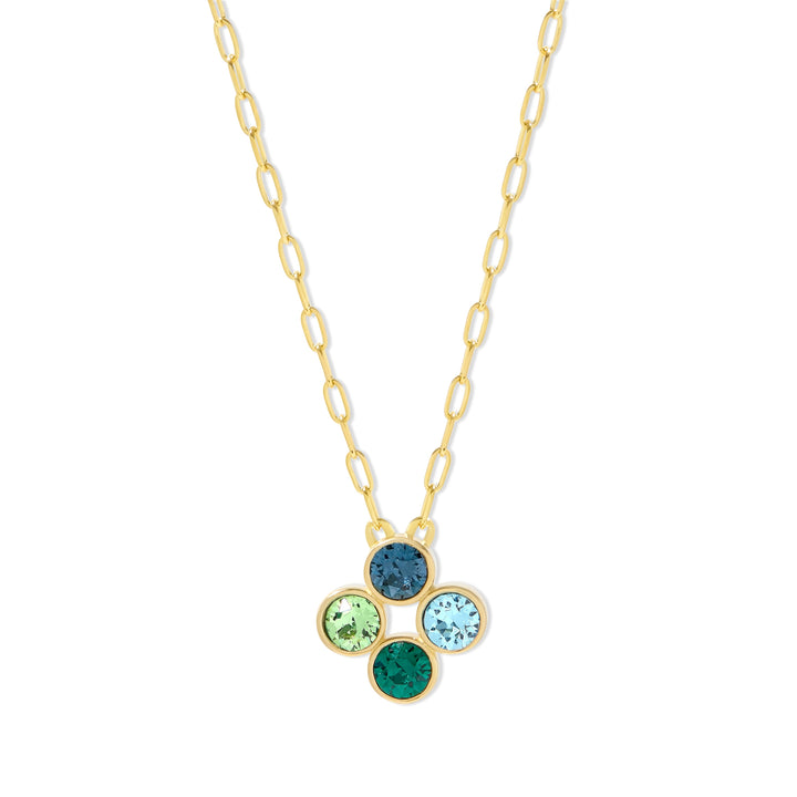 Custom Paperclip Chain Flower Bezel Birthstone Necklace