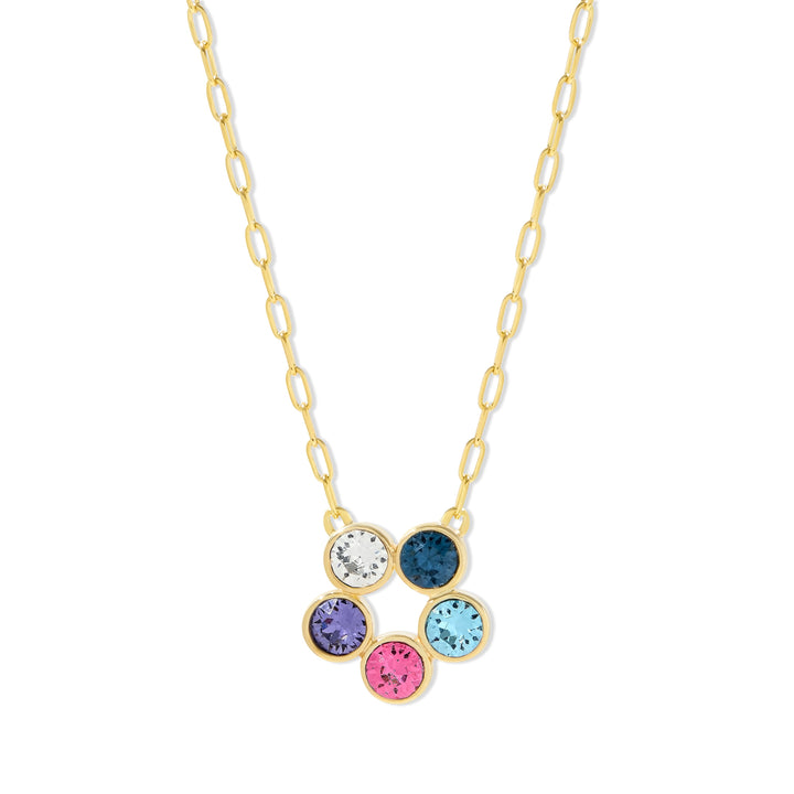 Custom Paperclip Chain Flower Bezel Birthstone Necklace