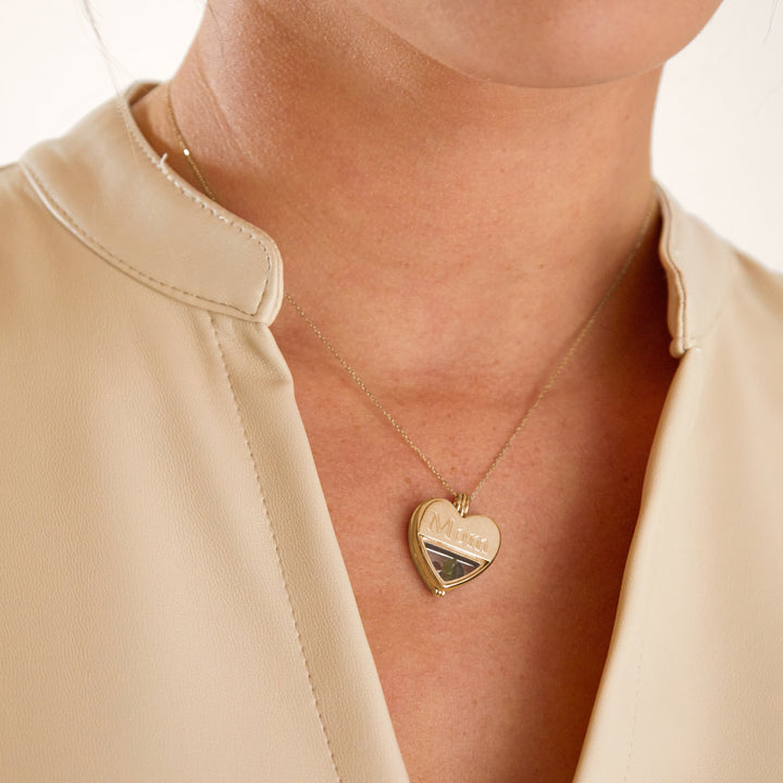 Engravable Glass Heart Round Birthstone Locket