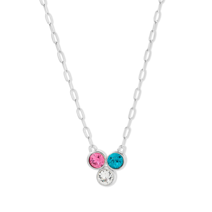 Custom Paperclip Chain Flower Bezel Birthstone Necklace