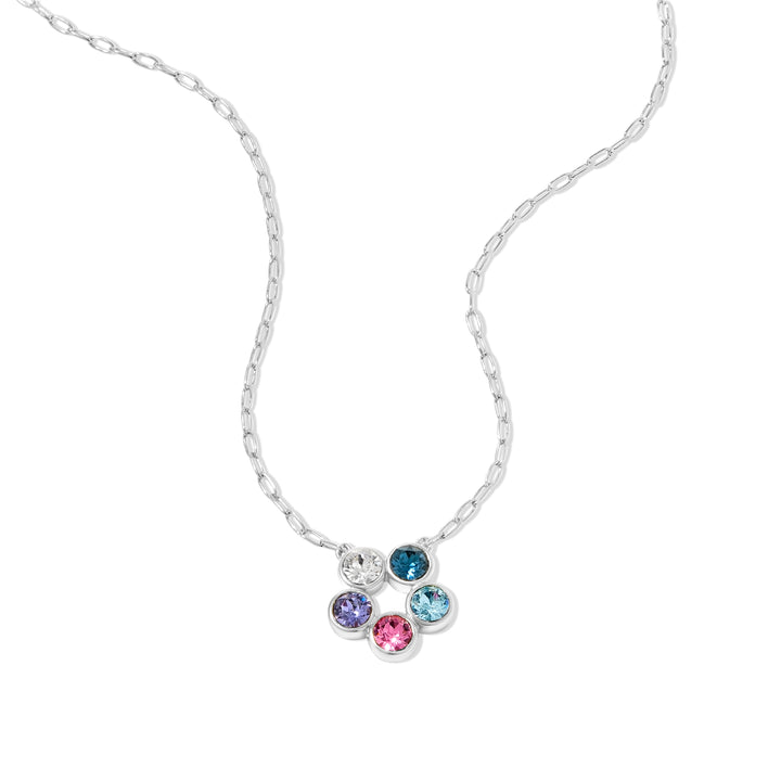 Custom Paperclip Chain Flower Bezel Birthstone Necklace
