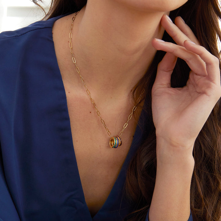 Custom Paperclip Chain Stackable Eternity Birthstone Charm Necklace